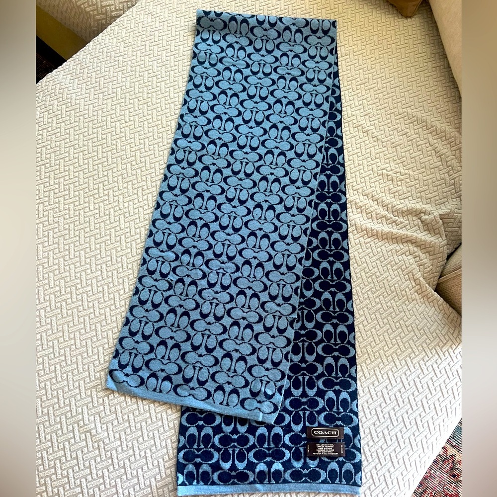 Coach two toned blue signature c scarf